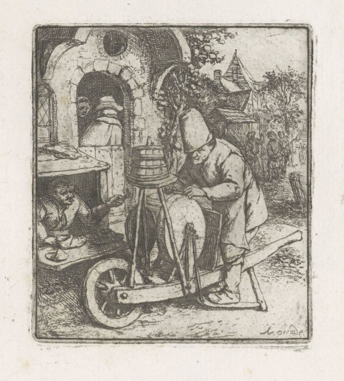 Knife Grinder at Work with a Shoemaker by Adriaen van Ostade