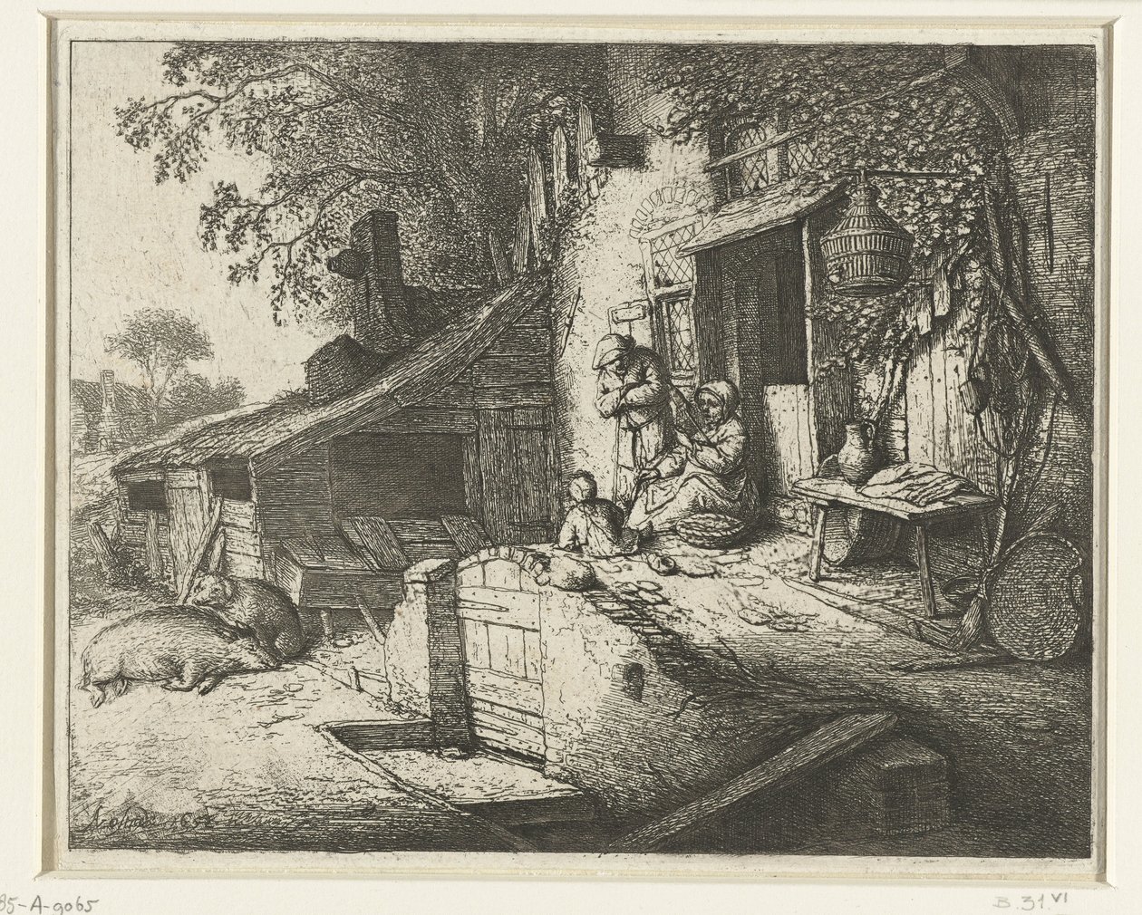 Spinning Woman in Front of a House (The Spinner) by Adriaen van Ostade