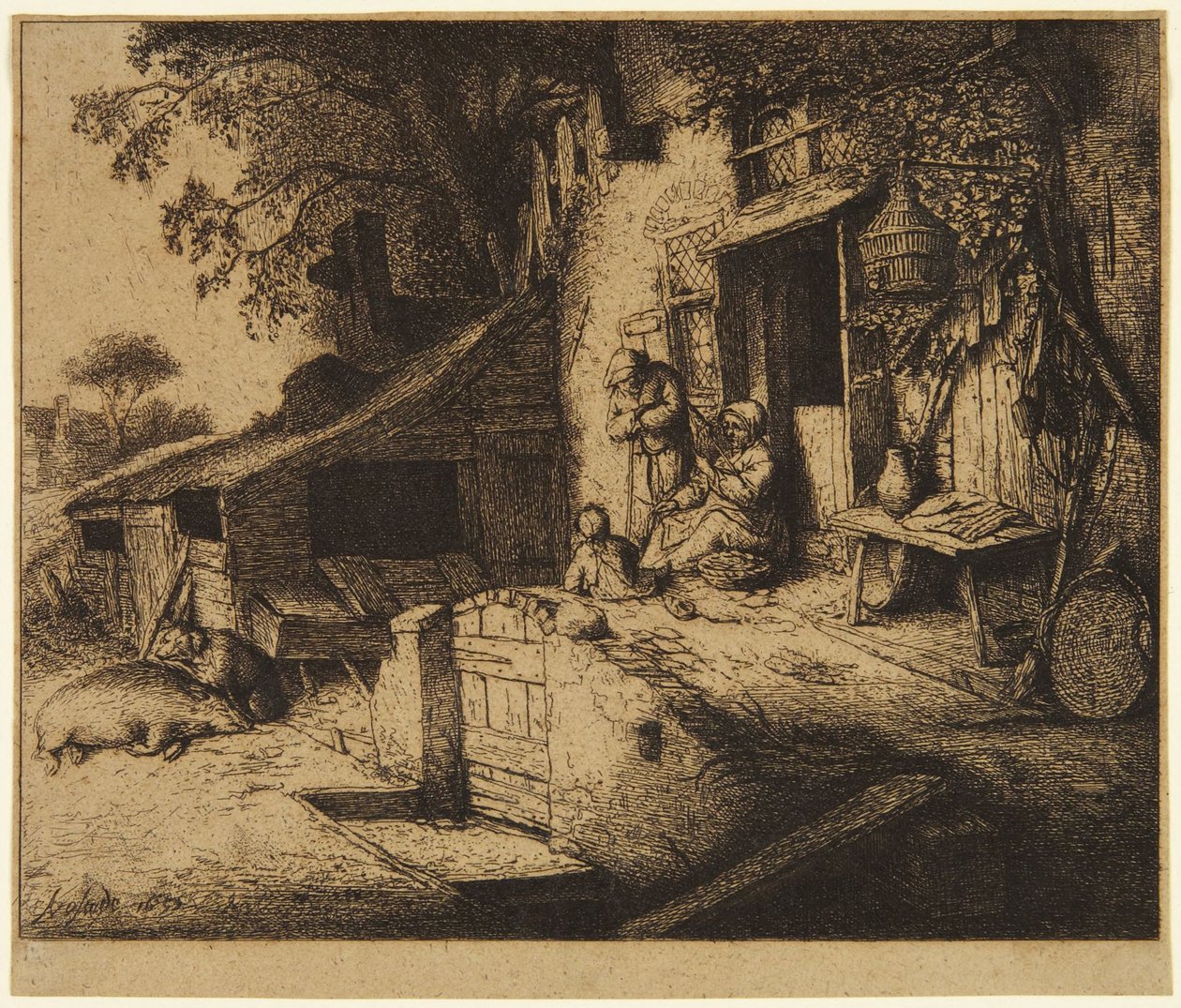 The Woman Spinning by Adriaen van Ostade