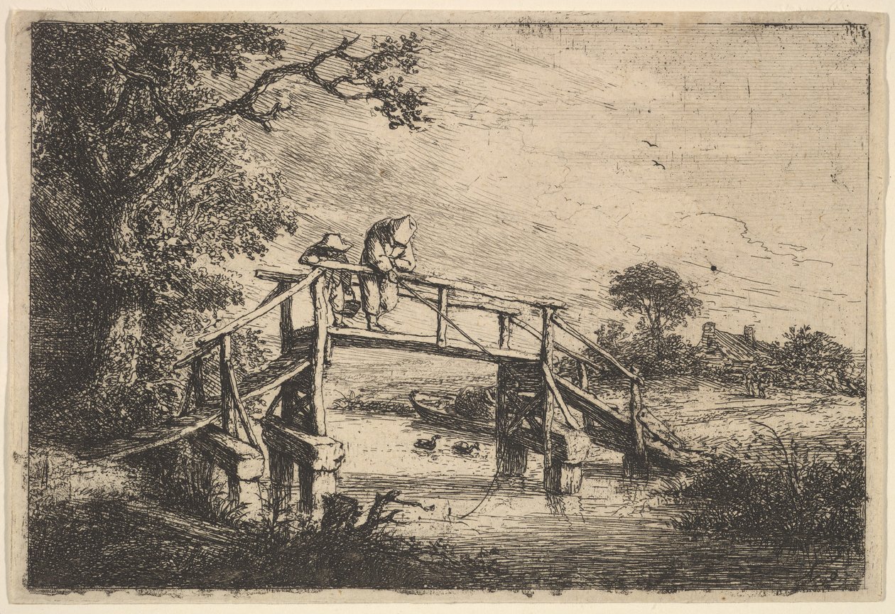 Two Anglers on a Bridge, 1647 by Adriaen van Ostade