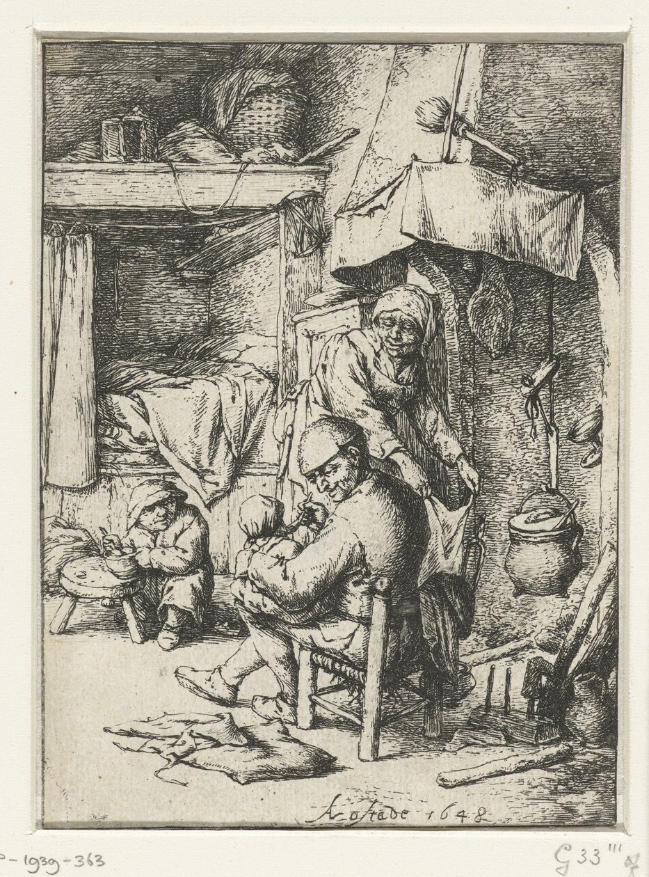 Father with Child on Lap in Interior by Adriaen van Ostade