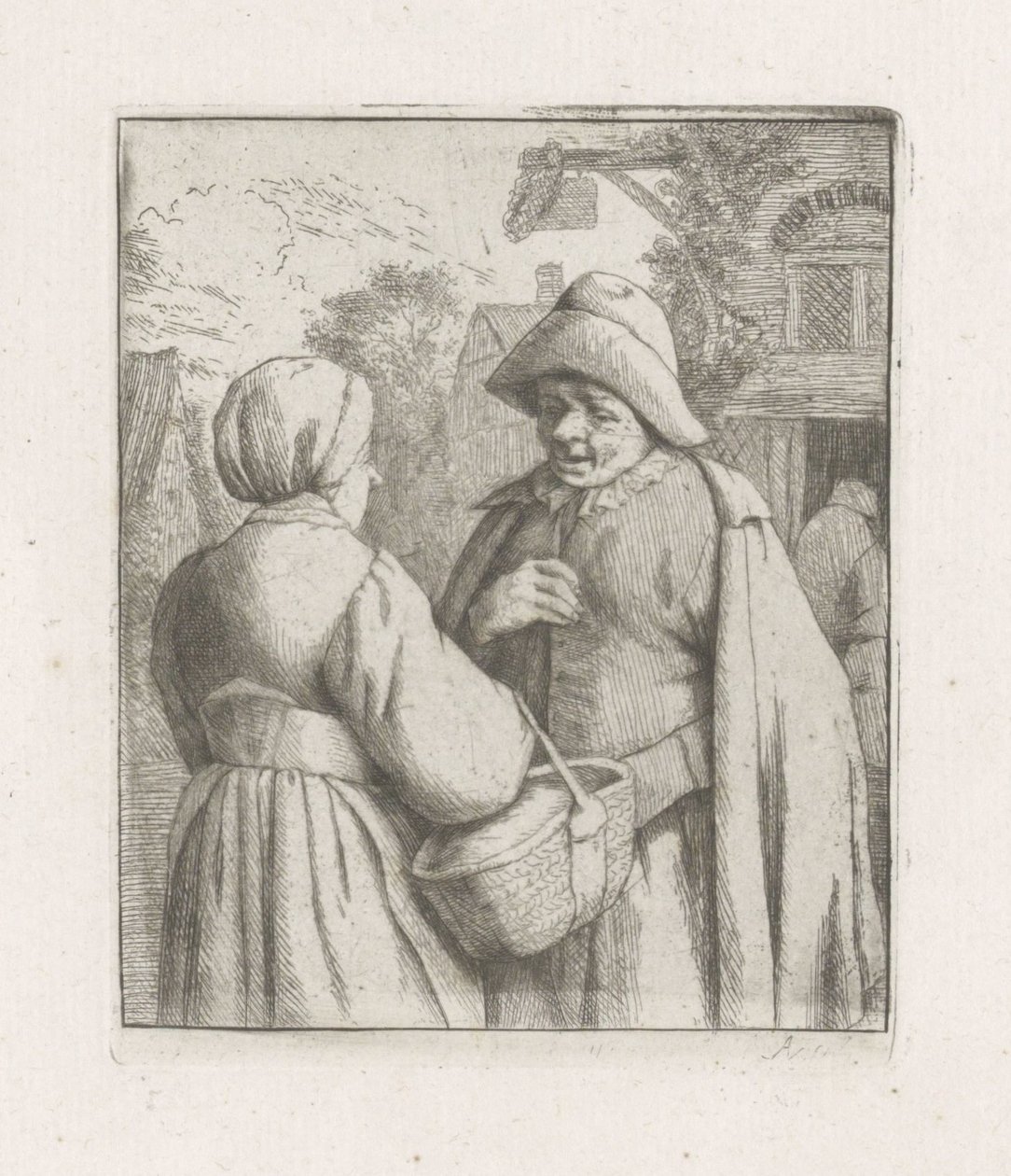 Woman and Man in Conversation by Adriaen van Ostade