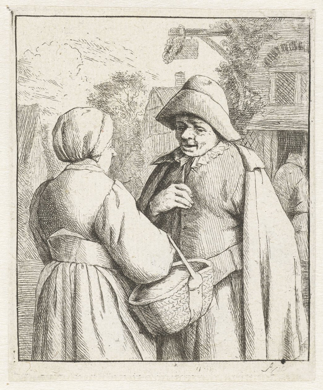 Woman and Man in Conversation by Adriaen van Ostade