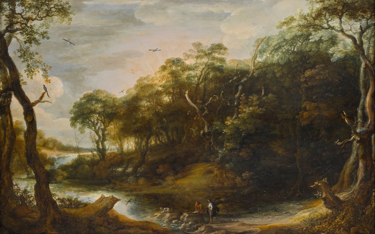 Landscape with the Angel Raphael and Tobias Who is Cutting Open the Fish (Tobit 6,1-5) by Adriaen van Stalbemt