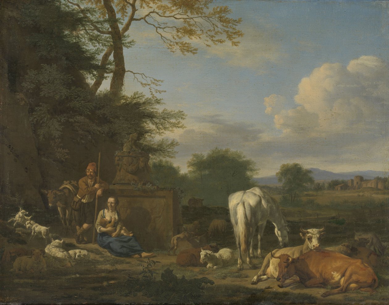 Arcadian Landscape with resting Shepherds and Animals, 1664 by Adriaen van de Velde