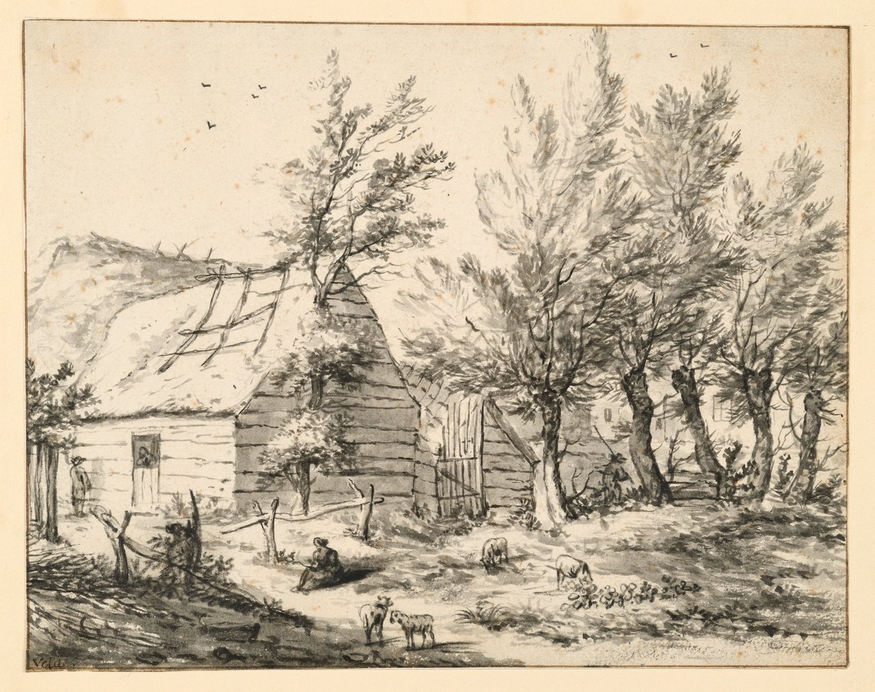 Farmstead Behind a Row of Pollard Willows by Adriaen van de Velde