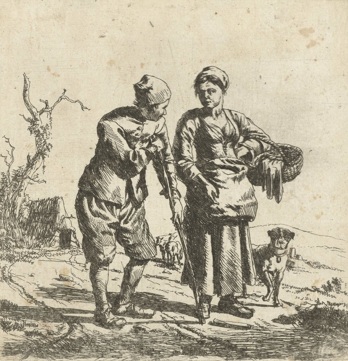 Farmer and His Wife in Conversation by Adriaen van de Velde