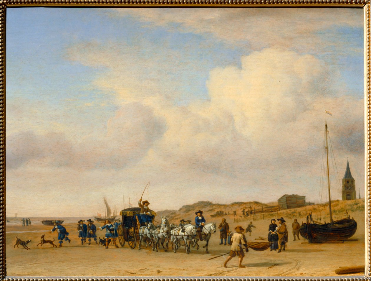 Noble Carriage Traveling on the Beach of Scheveningen, 1660 by Adriaen van de Velde