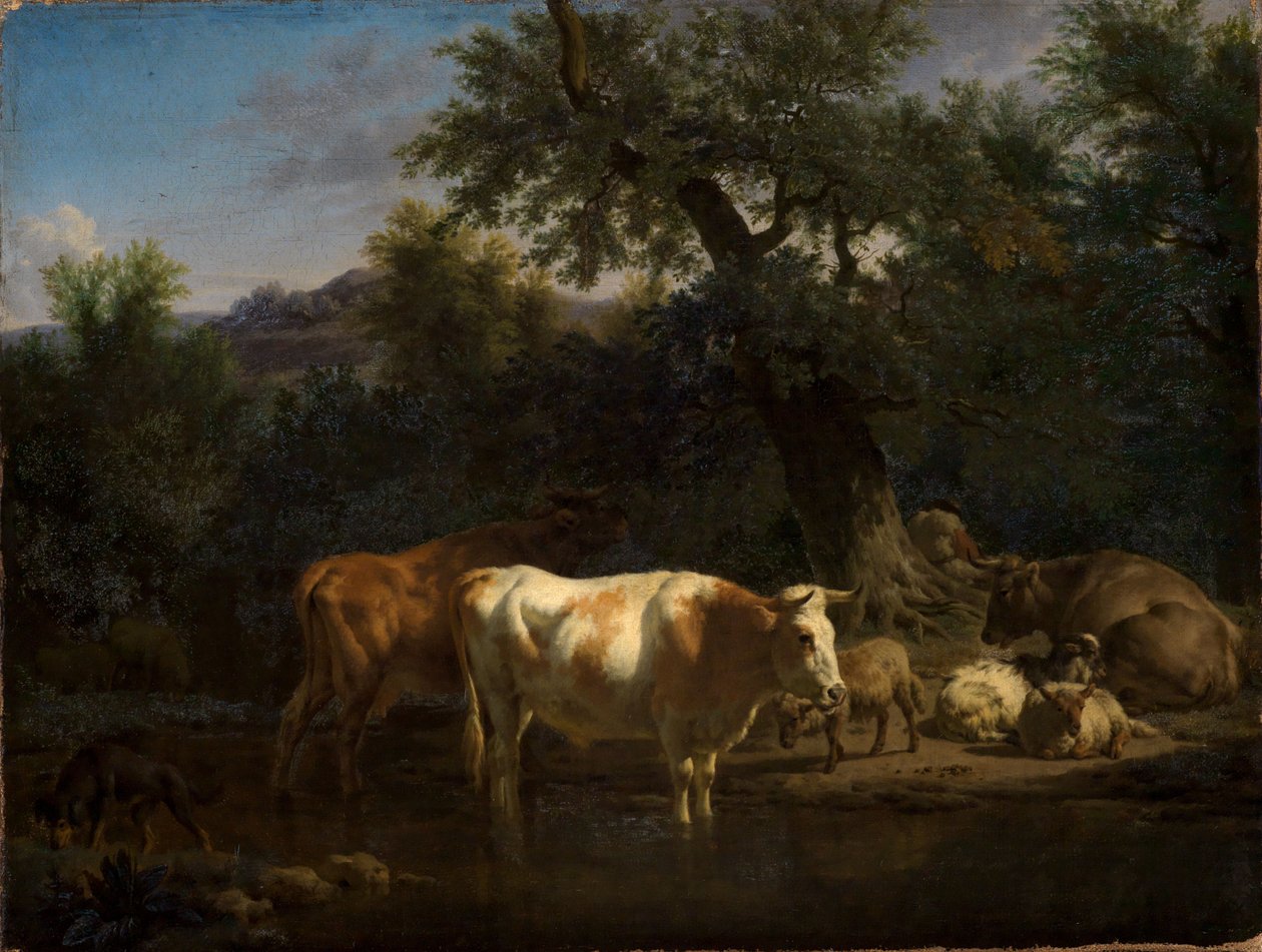 Cattle and Sheep by the Forest Water by Adriaen van de Velde