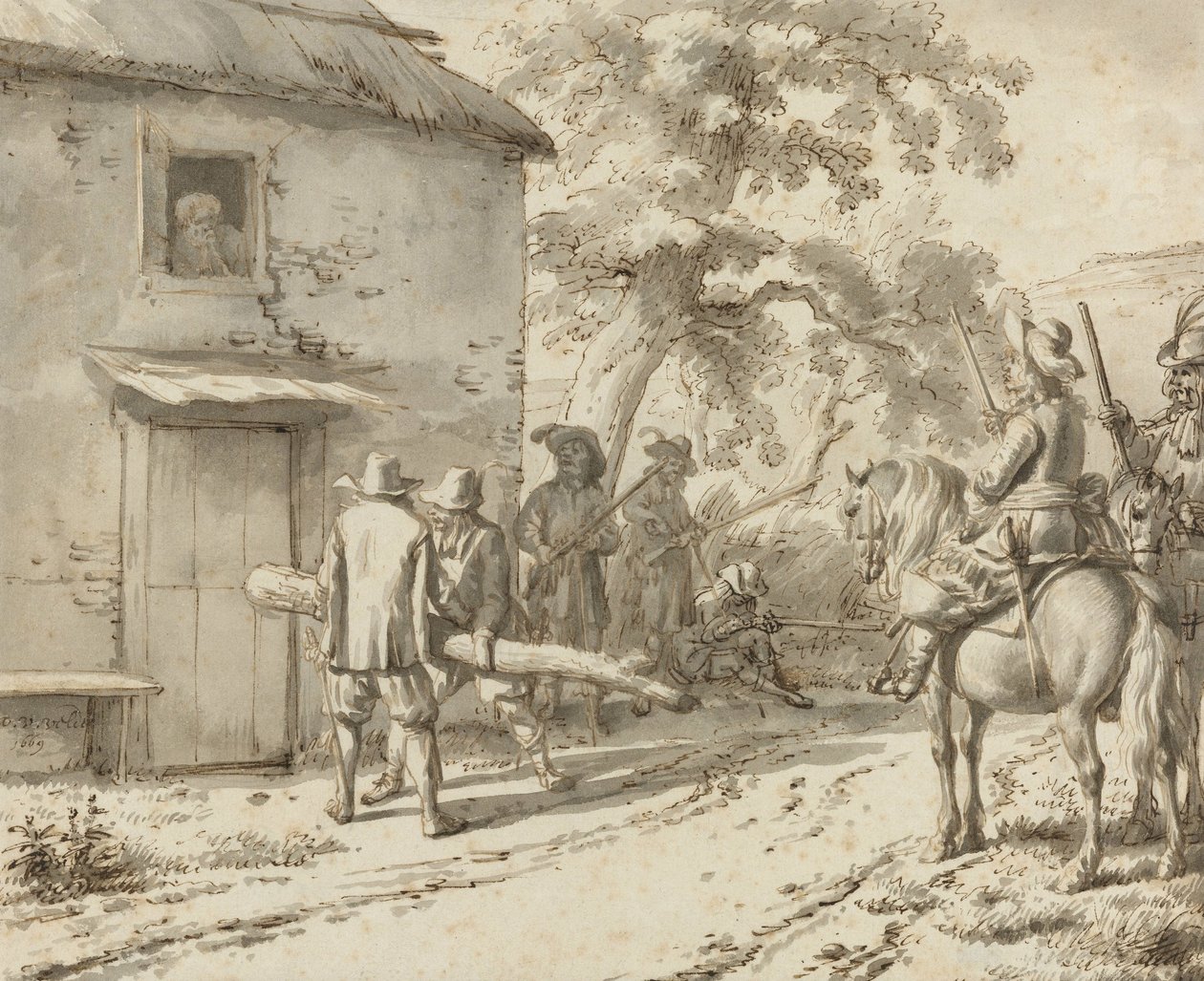 Soldiers Force a Door by Adriaen van de Velde