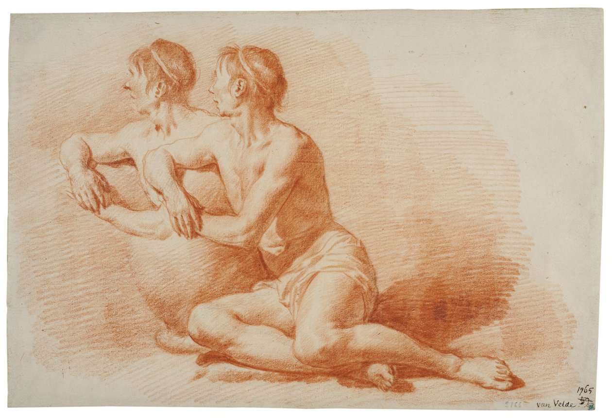 Study of a Male Nude Seated on the Ground by Adriaen van de Velde