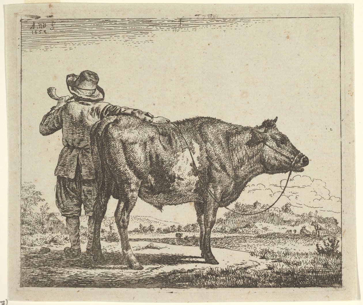 Young Herdsman with a Bull, from Different Animals by Adriaen van de Velde