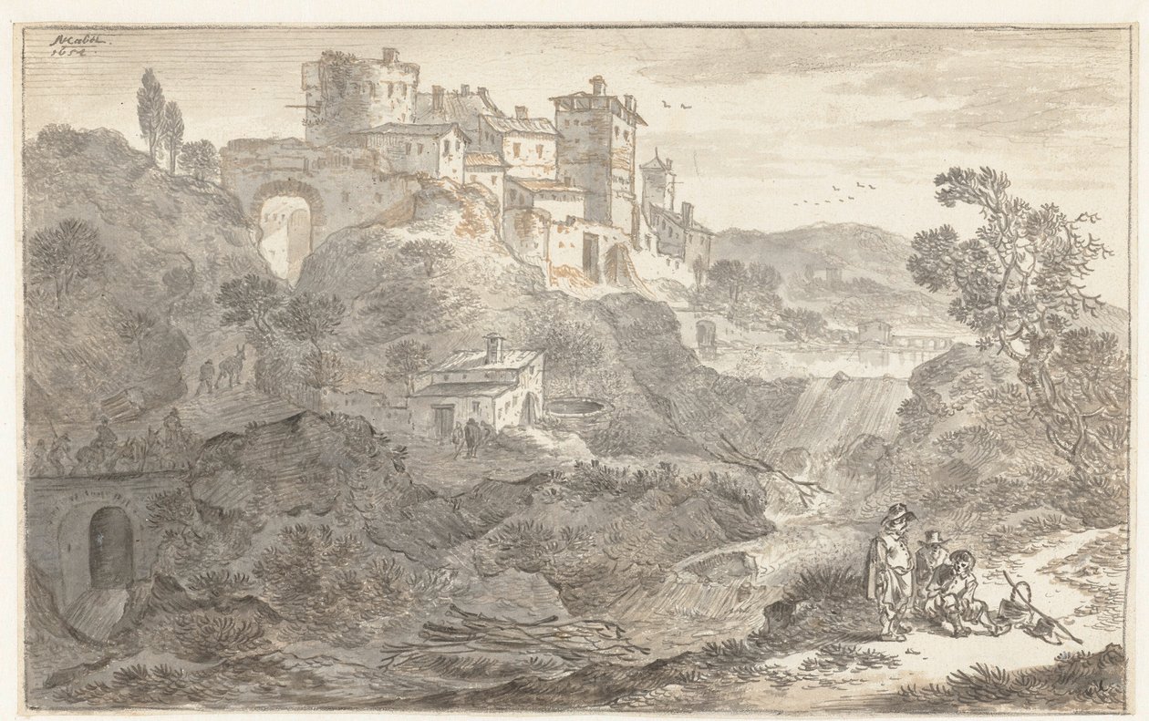 Italian landscape by Adriaen van der Cabel