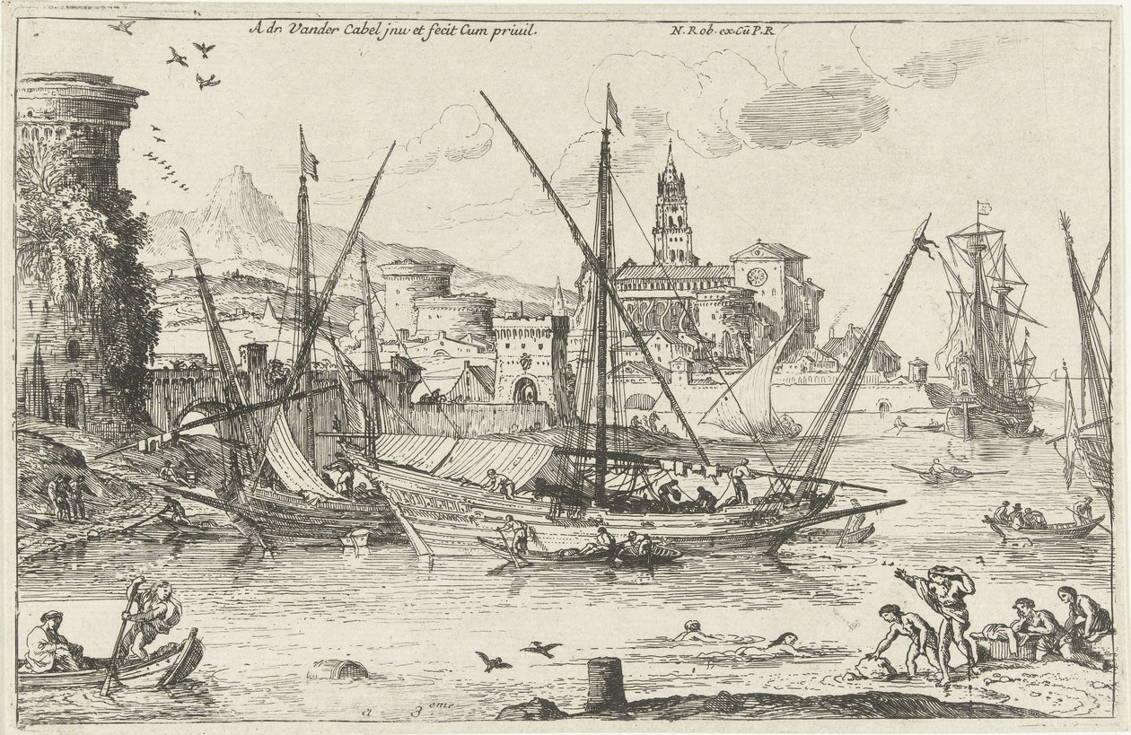 Harbor (Harbor View in the South, Landscapes, Series Two) by Adriaen van der Kabel