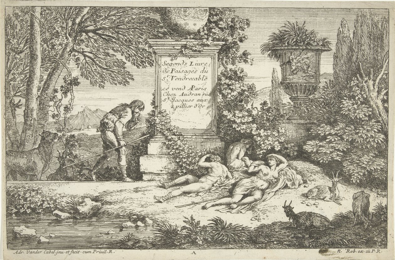 Sleeping Shepherdesses (series title: Landscapes, Series 1) by Adriaen van der Kabel