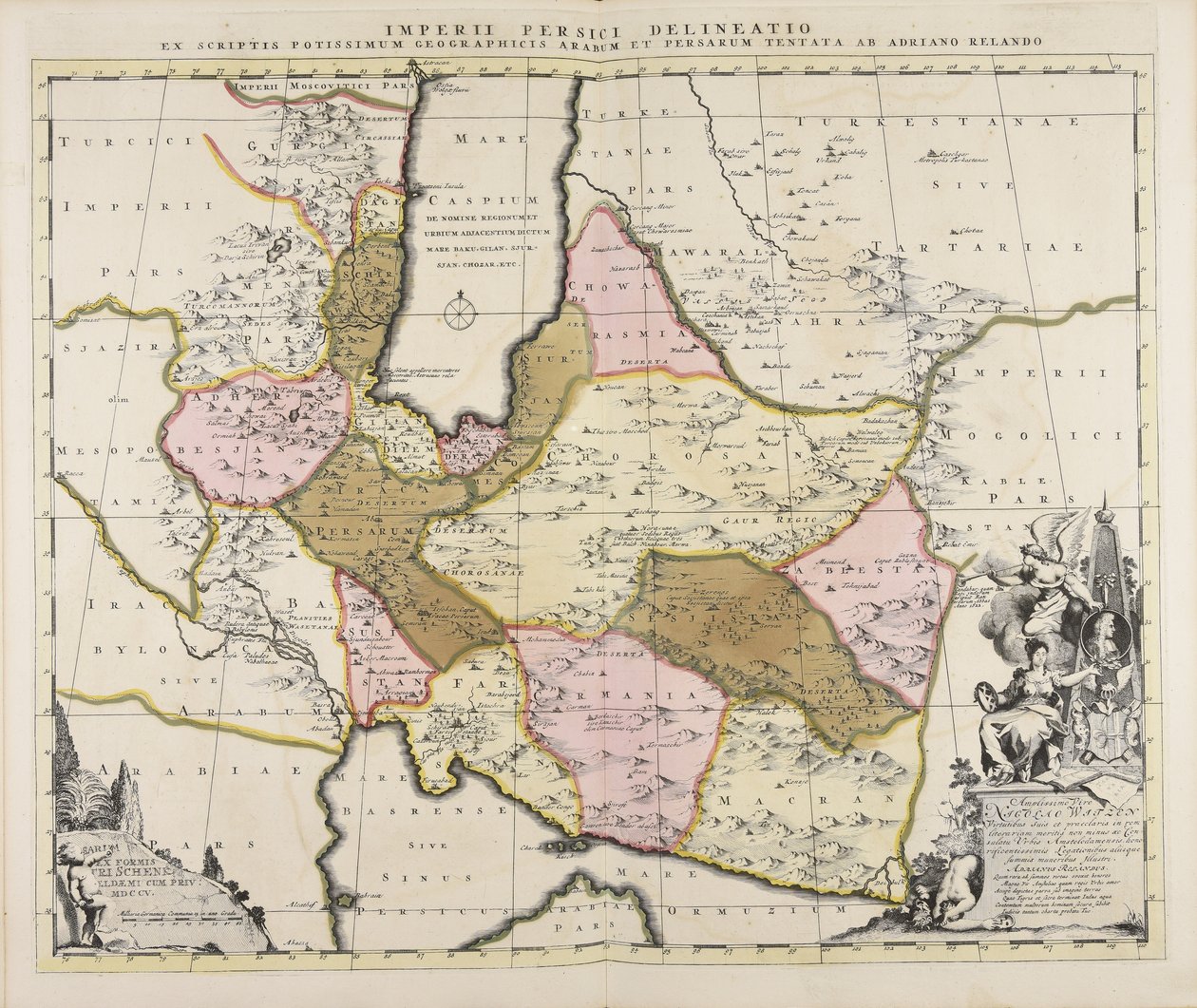 Map of the Persian Empire Based Mainly on the Geographical Writings of Arabs and Persians by Adriaan Reland by Adrian Reeland