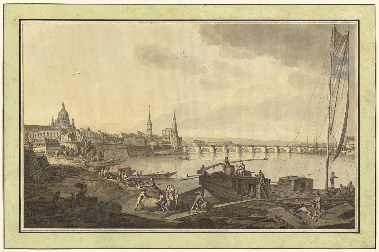 Dresden from the Banks of the Elbe River by Adrian Zingg