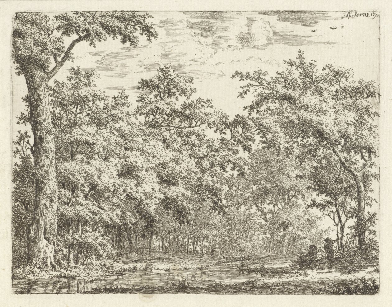Two Figures by the Water in the Forest by Adrianus Serné