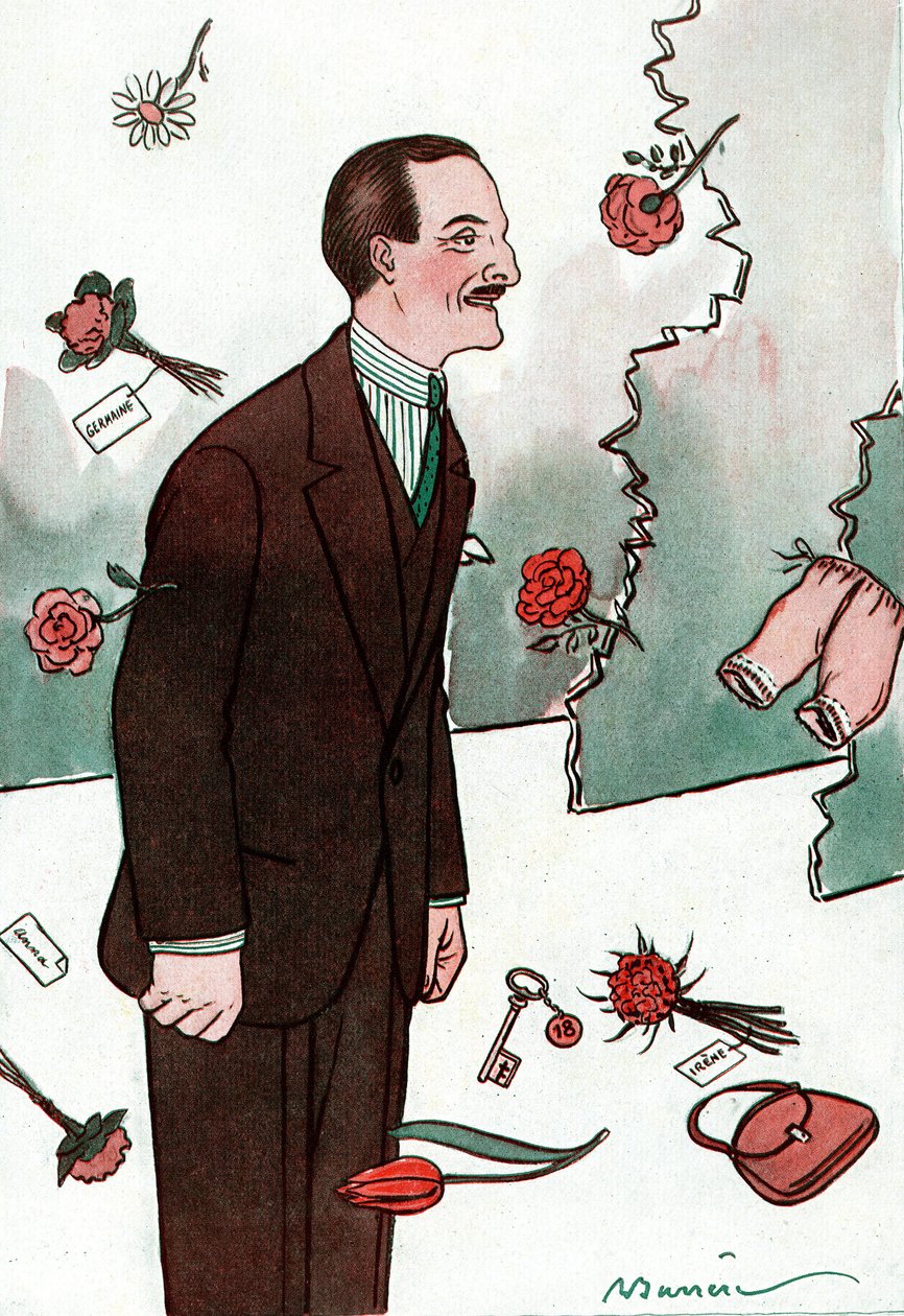 Cartoon depicting the French comedian Victor Boucher - Drawing by Adrien Barrere from Fantasio by Adrien Barrere