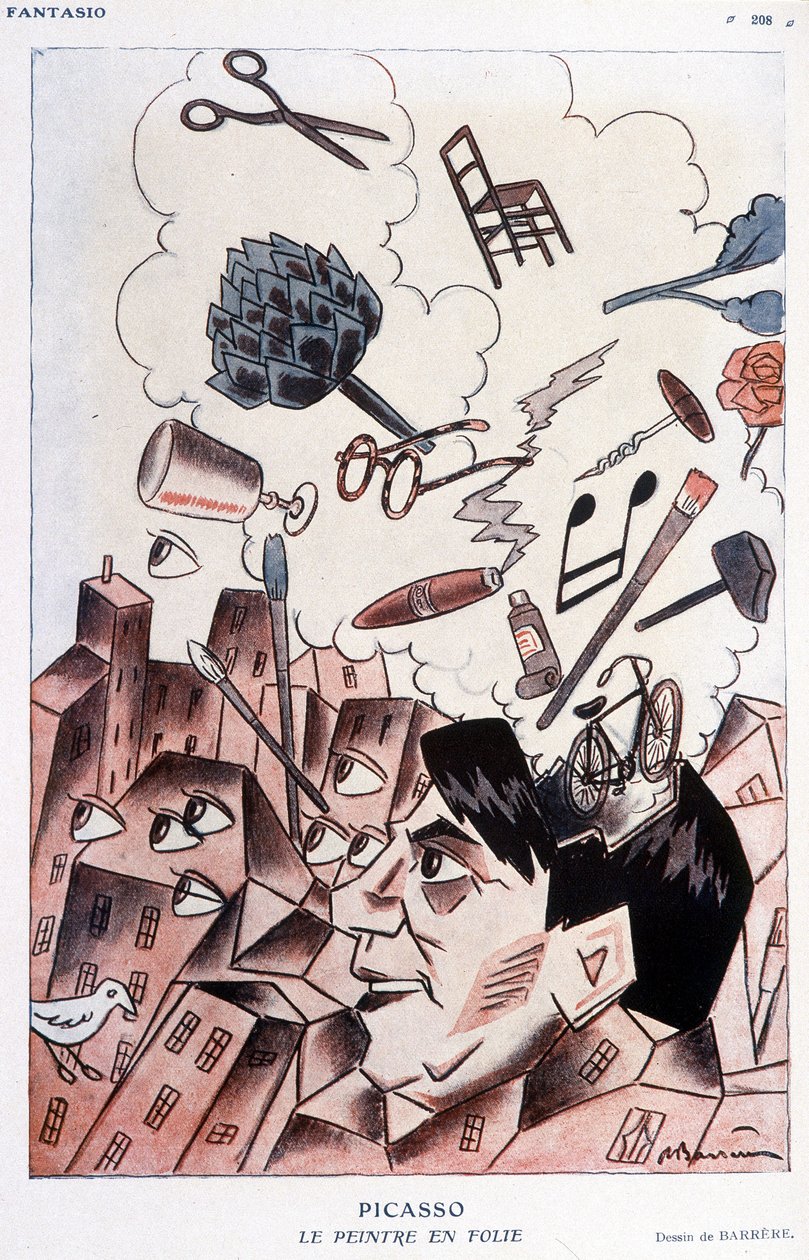 Humorous Drawing on Pablo Picasso by Adrien Barrere