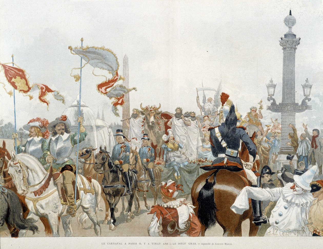 Carnival in Paris: beef gras - watercolour by Adrien Marie by Adrien Emmanuel Marie