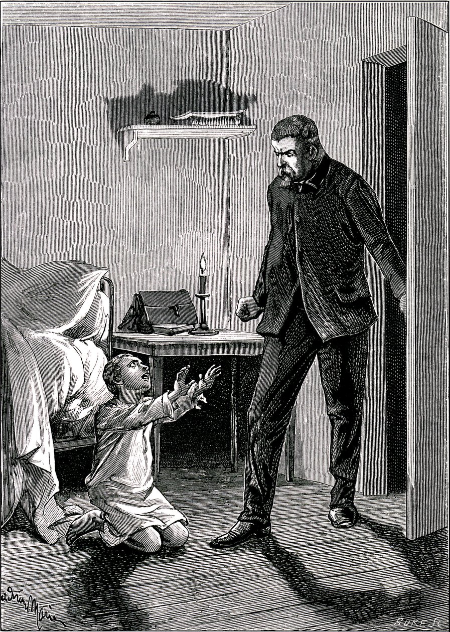 The spy child: A child throws himself at his father