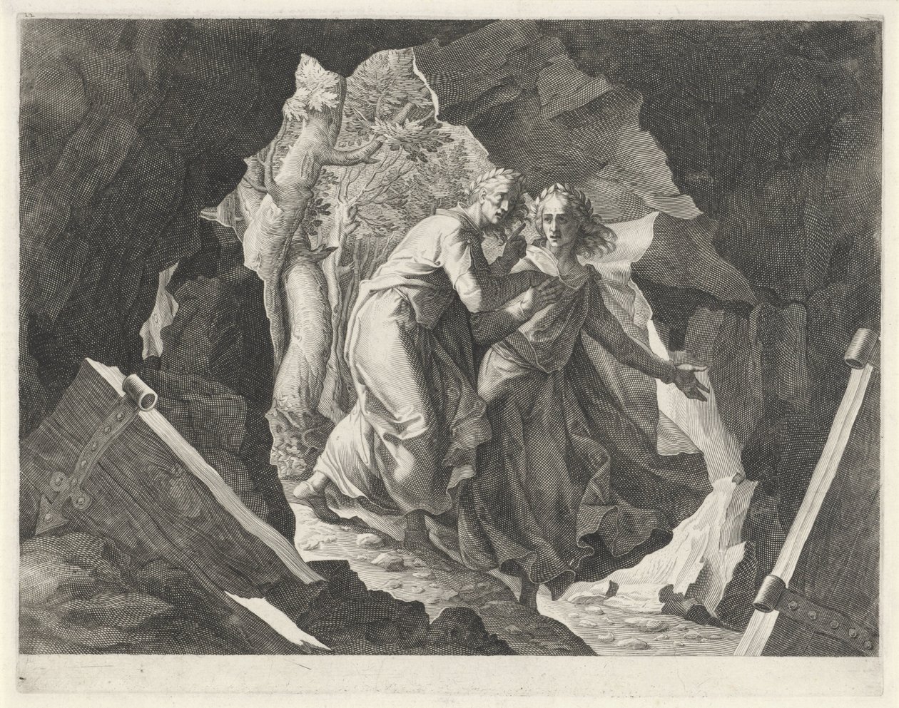 Dante and Virgil Entering Hell through a Gate by Egidius  Sadeler (II)