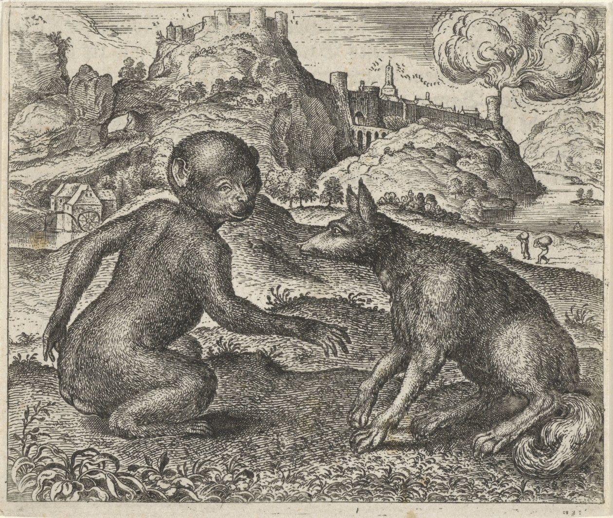 Fable of the Monkey and the Fox by Egidius  Sadeler (II)