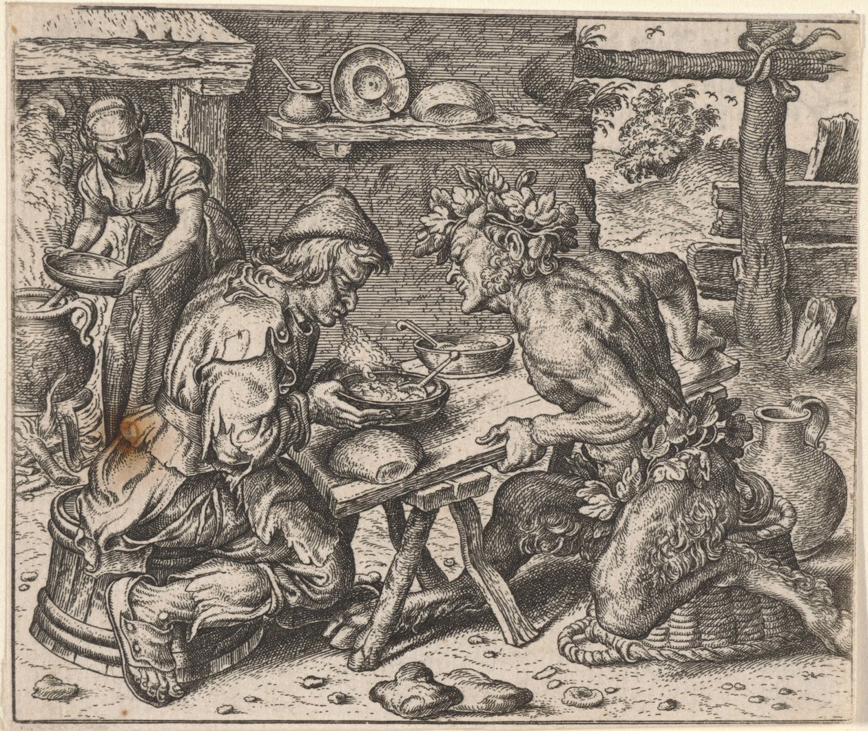 Fable of the Farmer and the Satyr by Egidius  Sadeler (II)