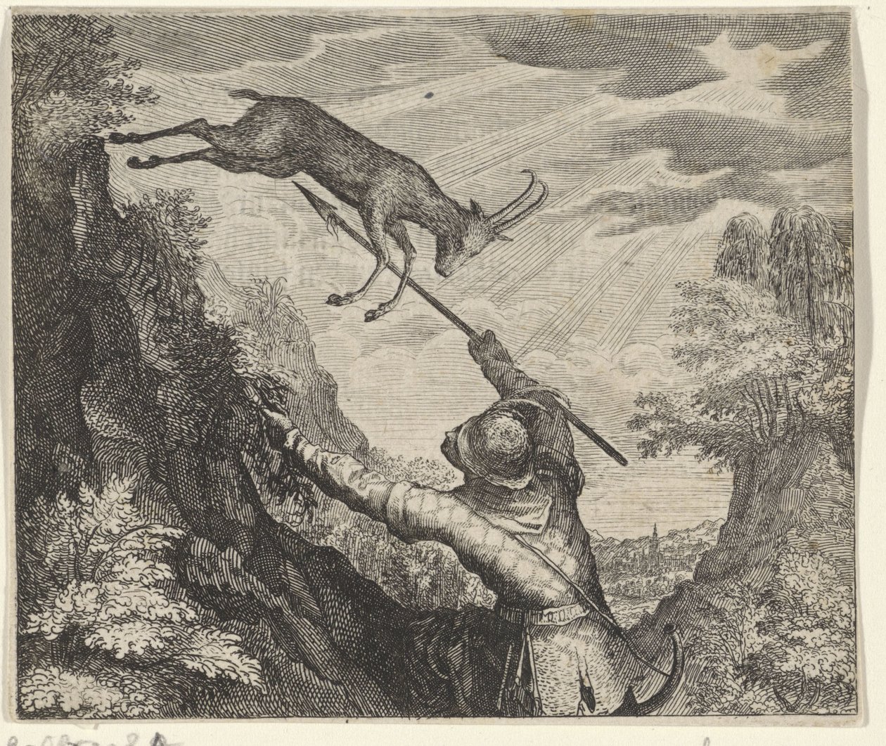 Fable of the Chamois and the Hunter by Egidius  Sadeler (II)