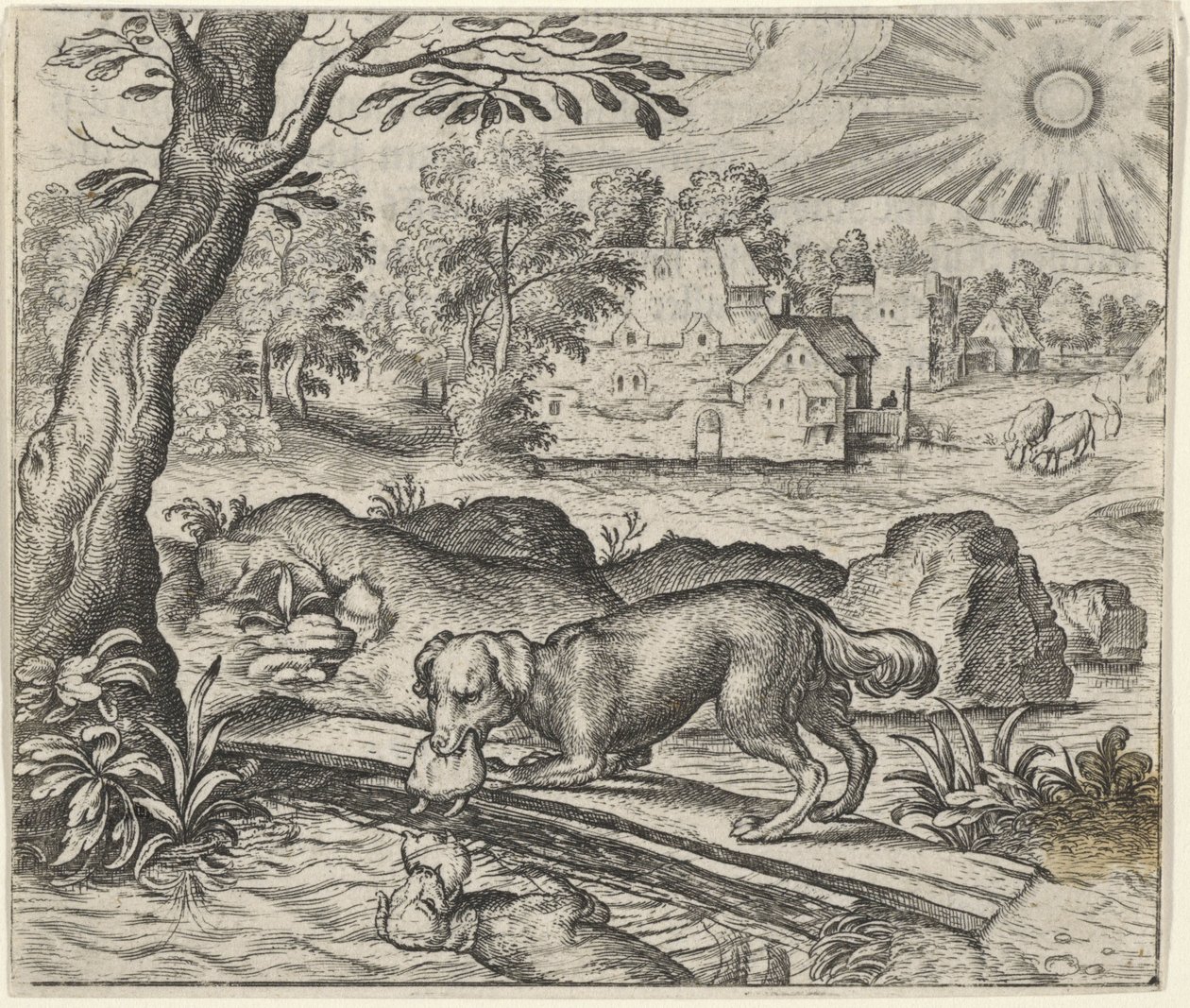 Fable of the Dog and Its Reflection by Egidius  Sadeler (II)