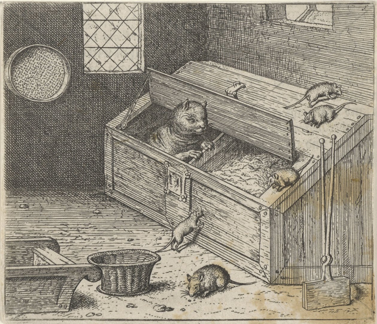 Fable of the Old Cat and the Mice by Egidius  Sadeler (II)
