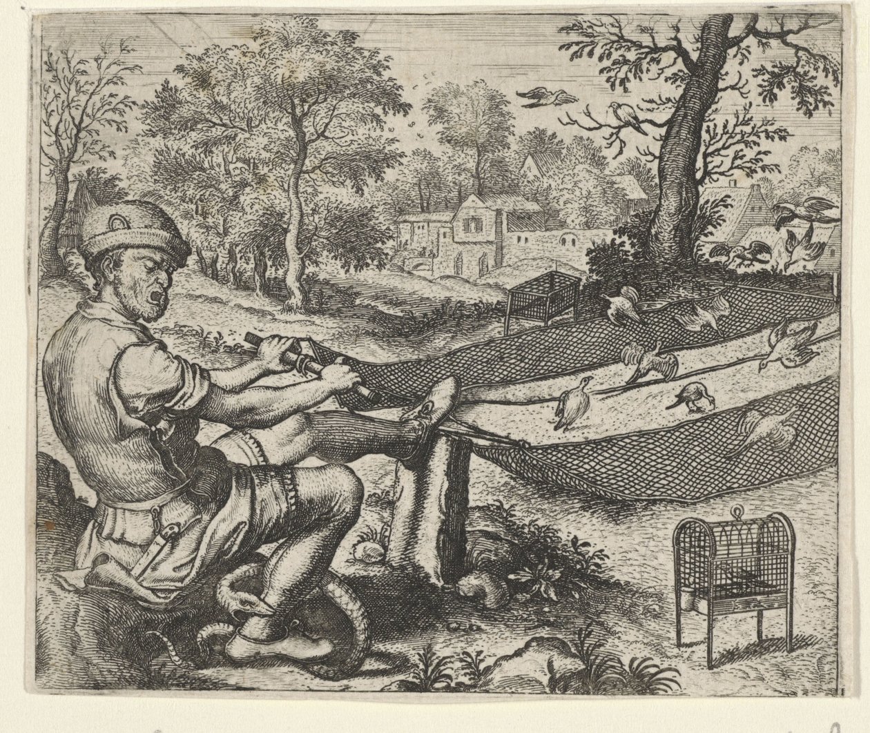 Fable of the Birdcatcher and the Snake by Egidius  Sadeler (II)