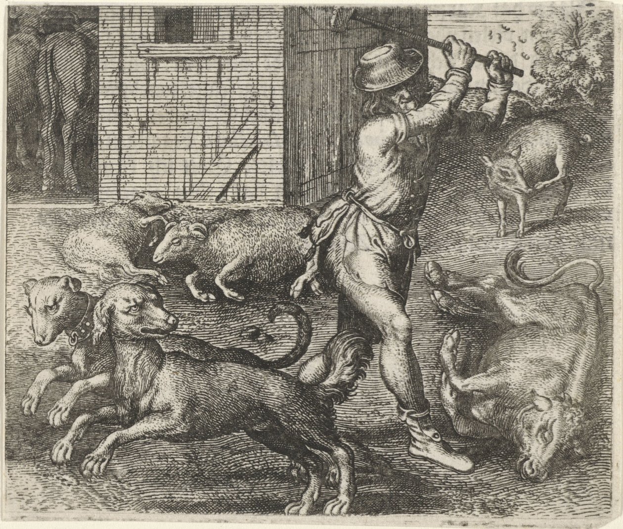Fable of a Farmer and His Dogs by Egidius  Sadeler (II)