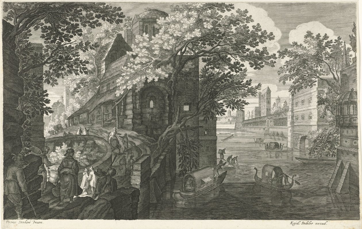 Gondolas on a Canal by Egidius  Sadeler (II)