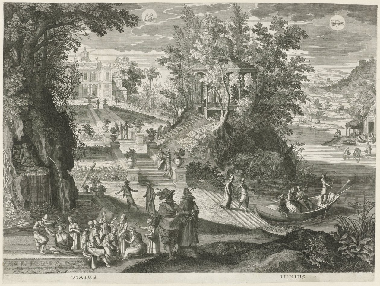 May and June from The Twelve Months in Six Italian Landscapes (series title) by Egidius  Sadeler (II)