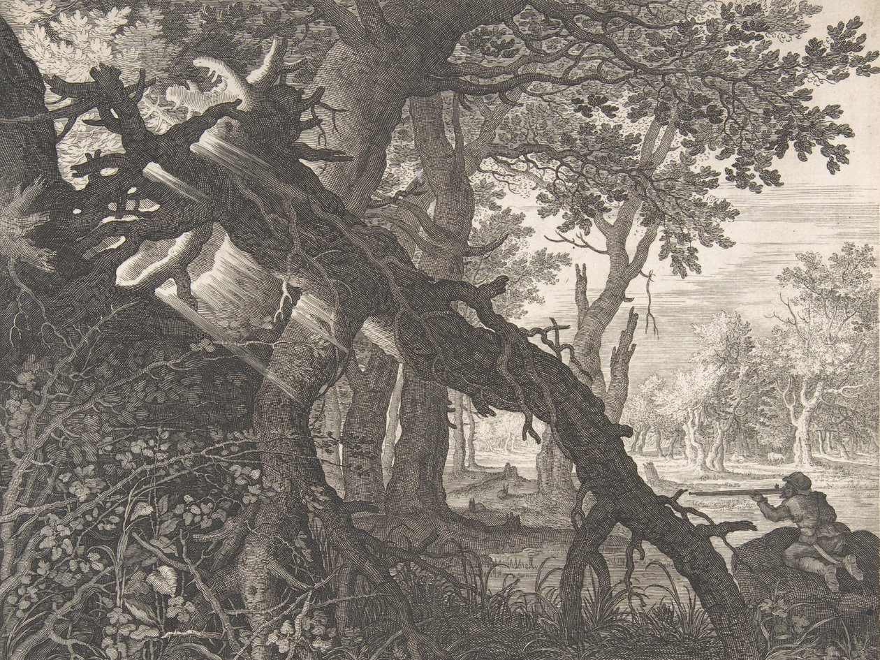 A Forest with a Rabbit Hunt by Aegidius Sadeler II