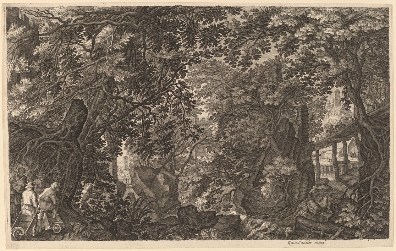 River Landscape with a Duck Hunter by Aegidius Sadeler II after Pieter Stevens