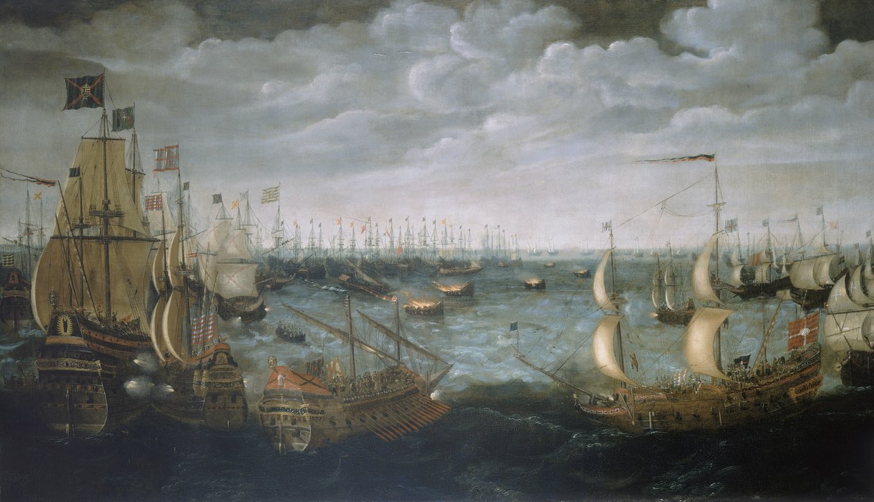 Launch of fireships against the Spanish Armada, 7 August 1588, c.1590 by Aert Anthonisz