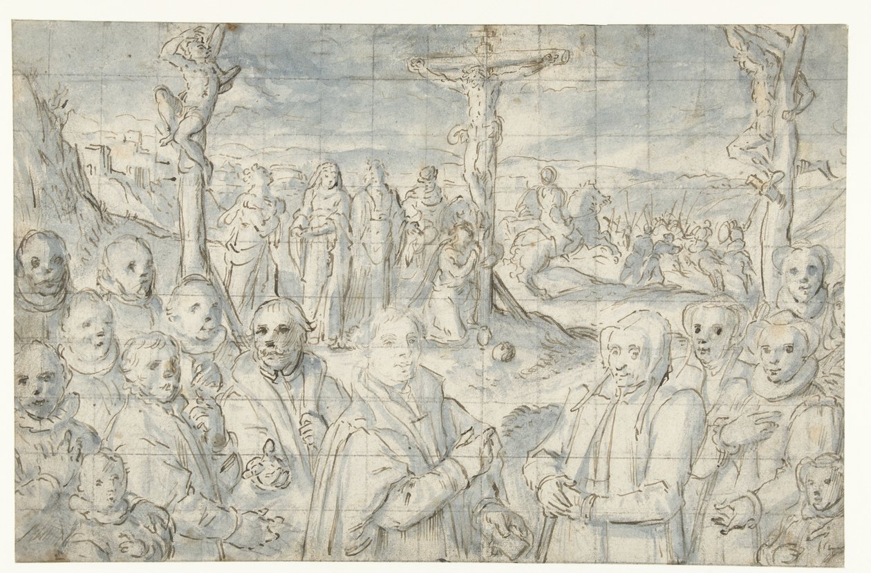Crucifixion with a Donor and His Family by Aert Pietersz.