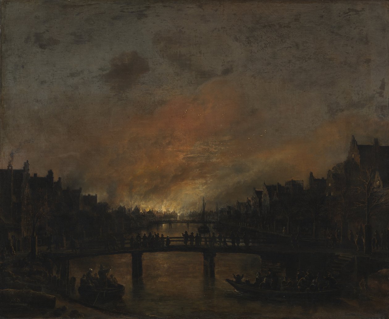 Fire at Amsterdam by Night by Aert van der Neer
