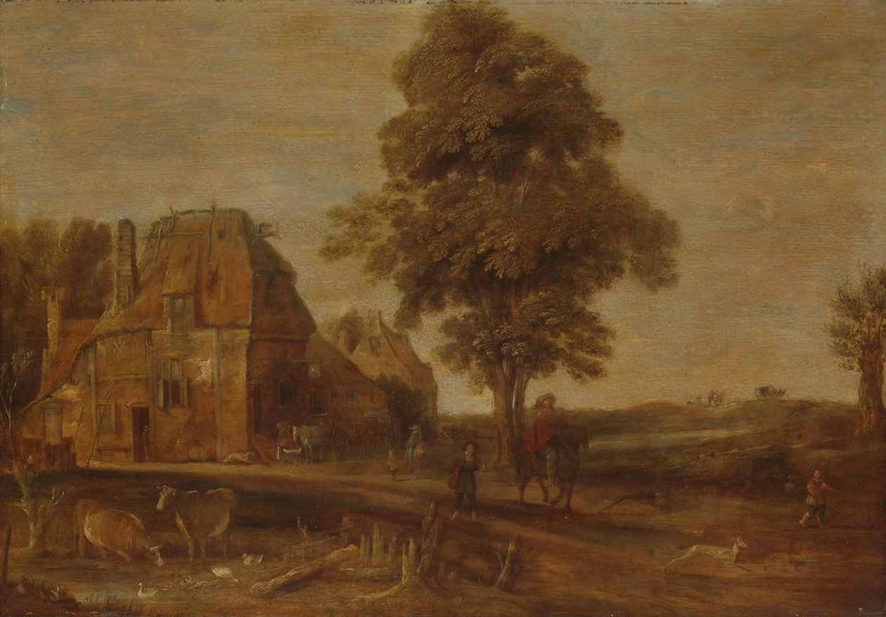Landscape with an Inn by Aert van der Neer: Fine art print