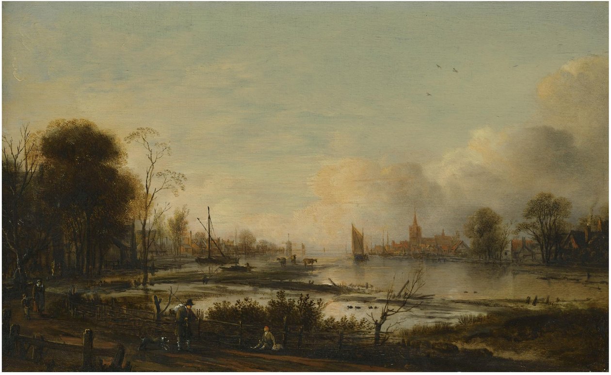 River Landscape with Figures by Aert van der Neer