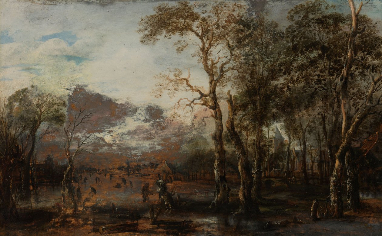 Wooded Landscape with a Hunter by Aert van der Neer