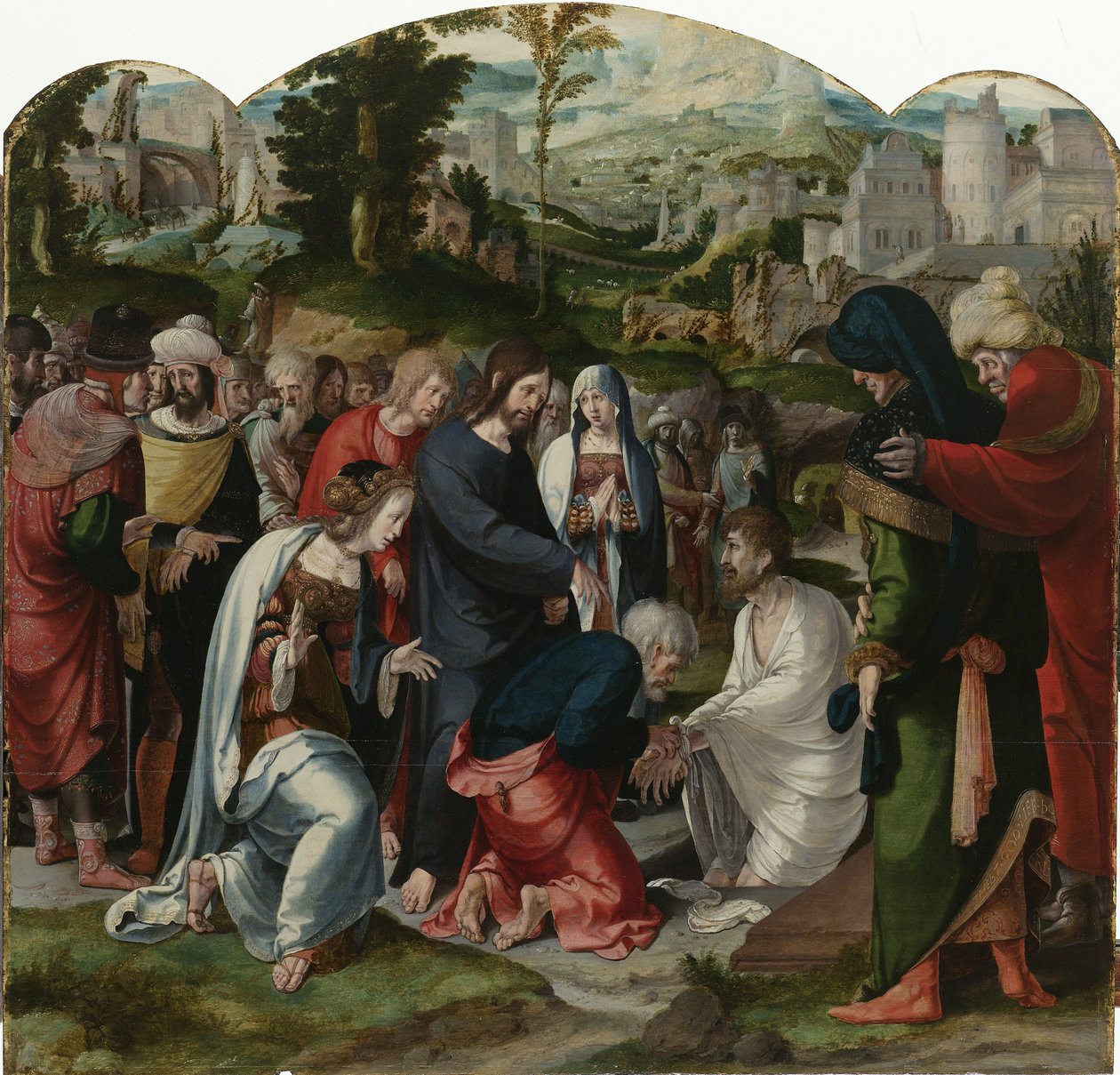 The Raising of Lazarus (centre panel of the triptych), c.1530 by Aertgen Claesz van Leyden