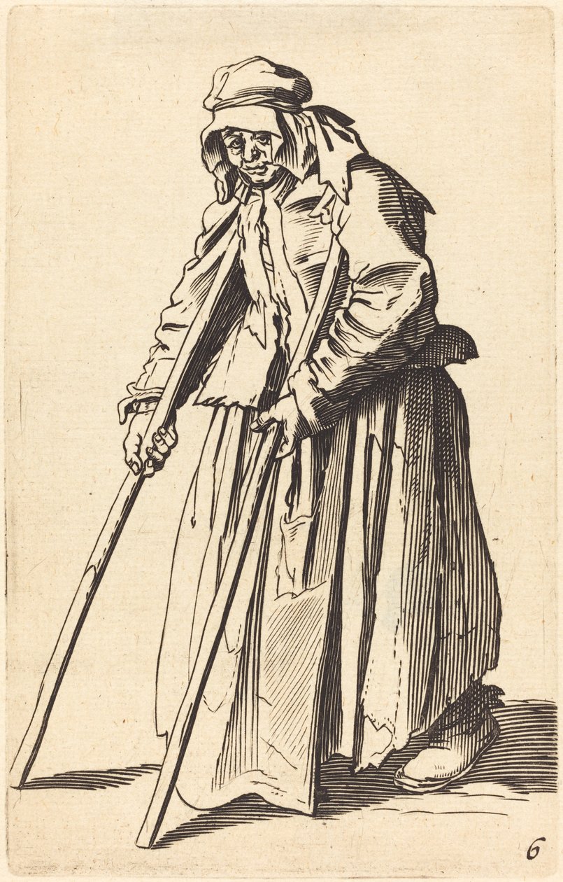 Beggar Woman with Crutches by After Jacques Callot