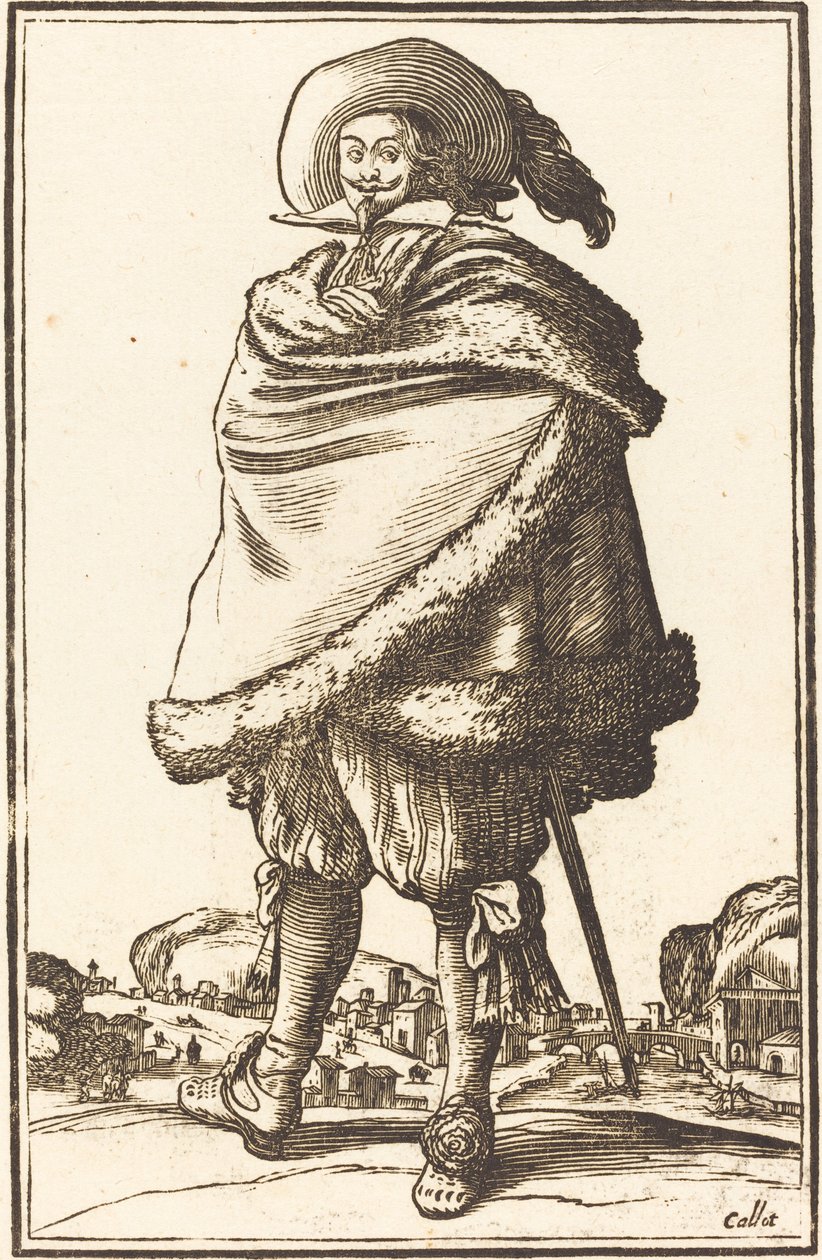 Noble Man Wrapped in a Mantle Trimmed with Fur by After Jacques Callot