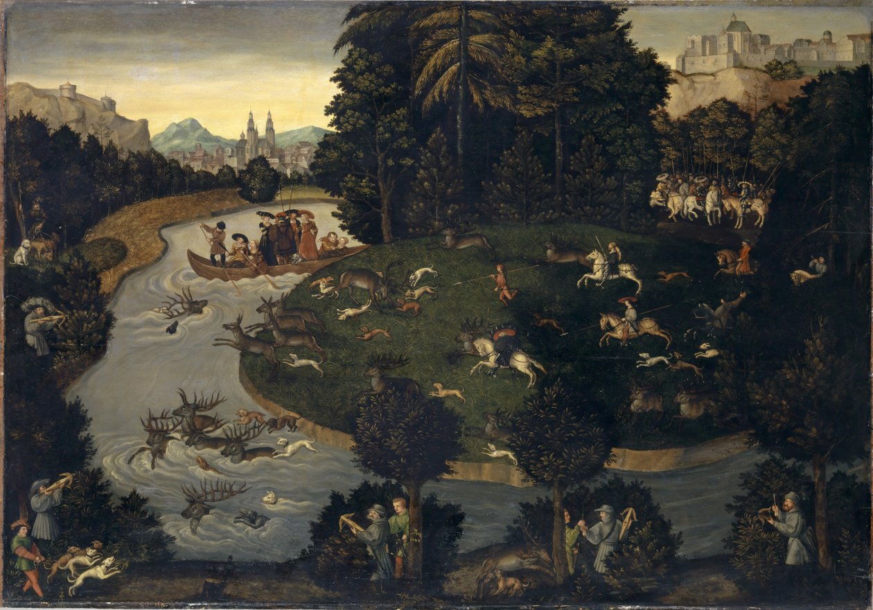 Stag Hunt by after Lucas Cranach the Elder