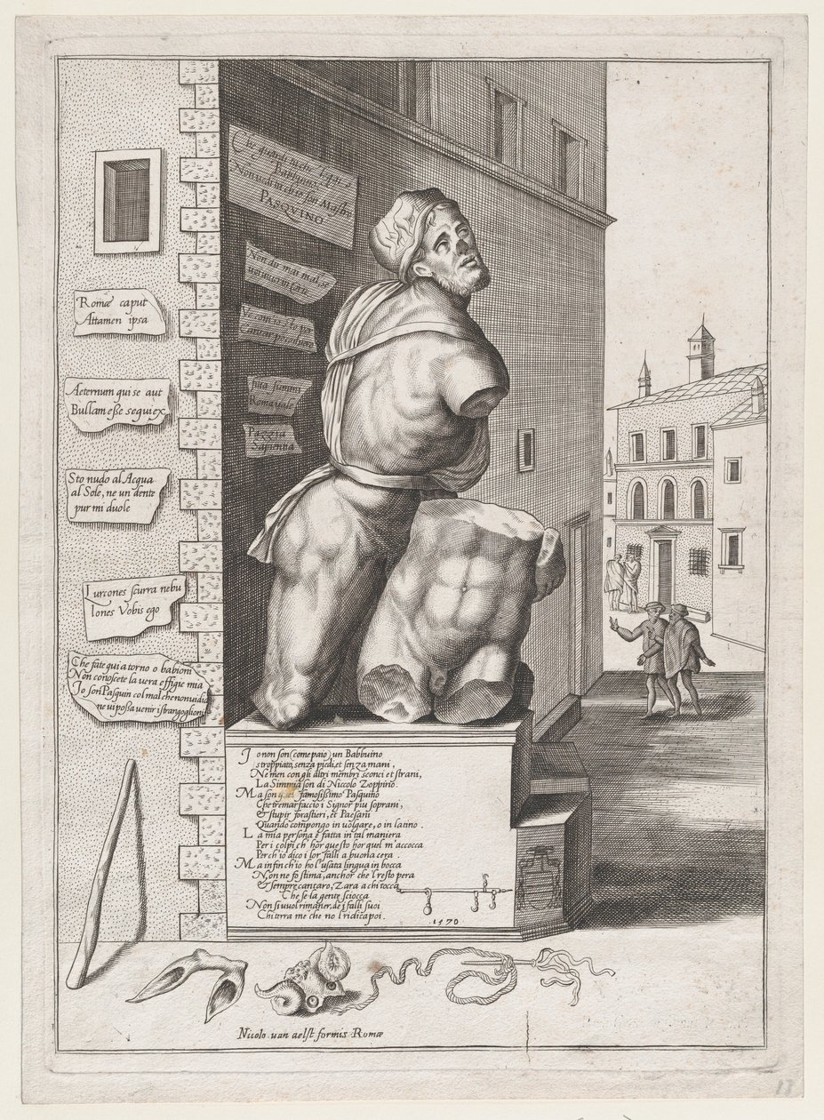 Statue of Pasquin in the House of Cardinal Ursino by After Nicolas Beatrizet.