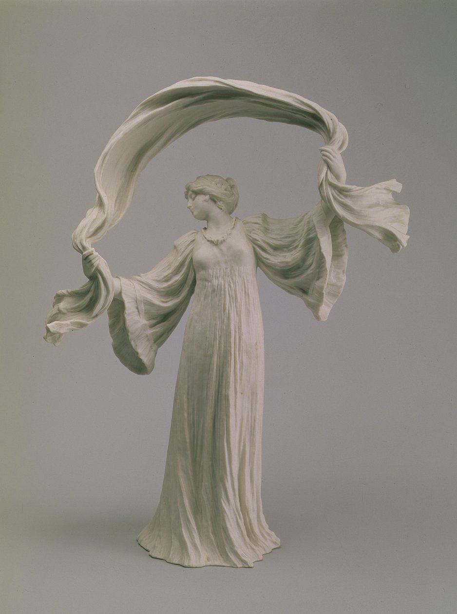 Dancer with a Scarf from a table centrepiece, Sevres, 1900 by Agathon Leonard